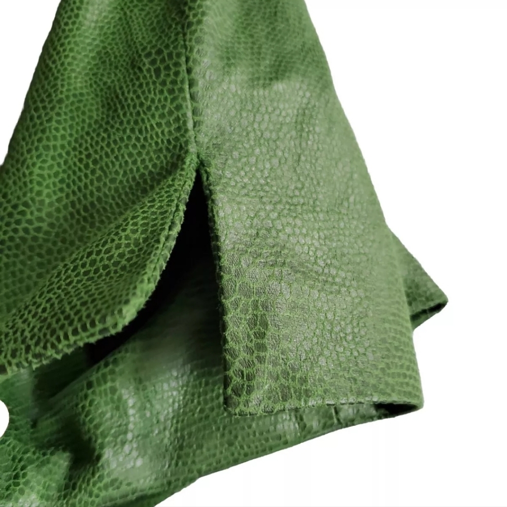 JM Collection Jacket Womens SZ 12 (Large) Green Faux Snakeskin Lightweight Zip - Picture 7 of 11
